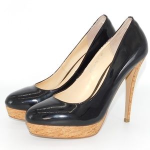 Basconi Black Patent Leather Platform Pumps